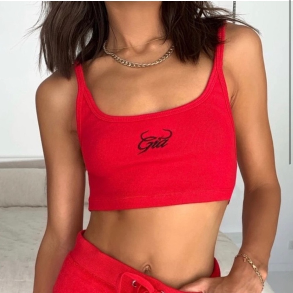 I.AM.GIA Elia crop tank small red and purple